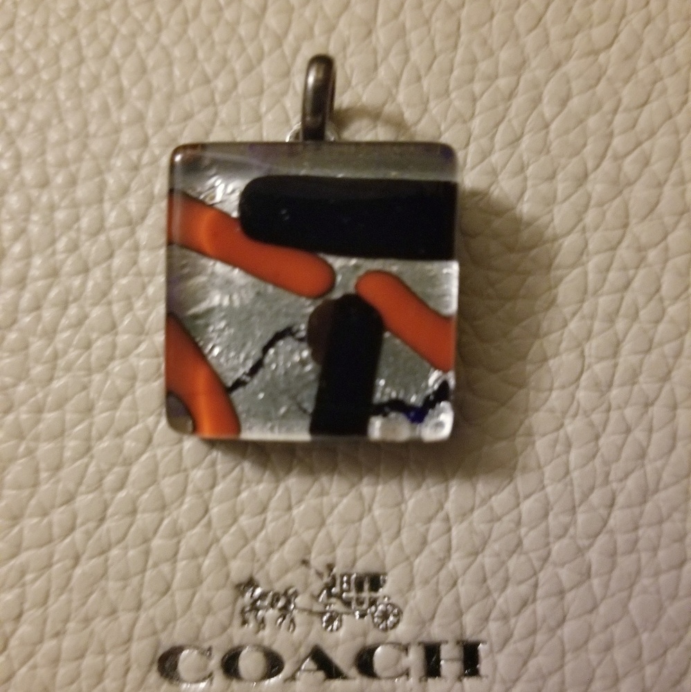Dichroic Square Glass Pendant 1"